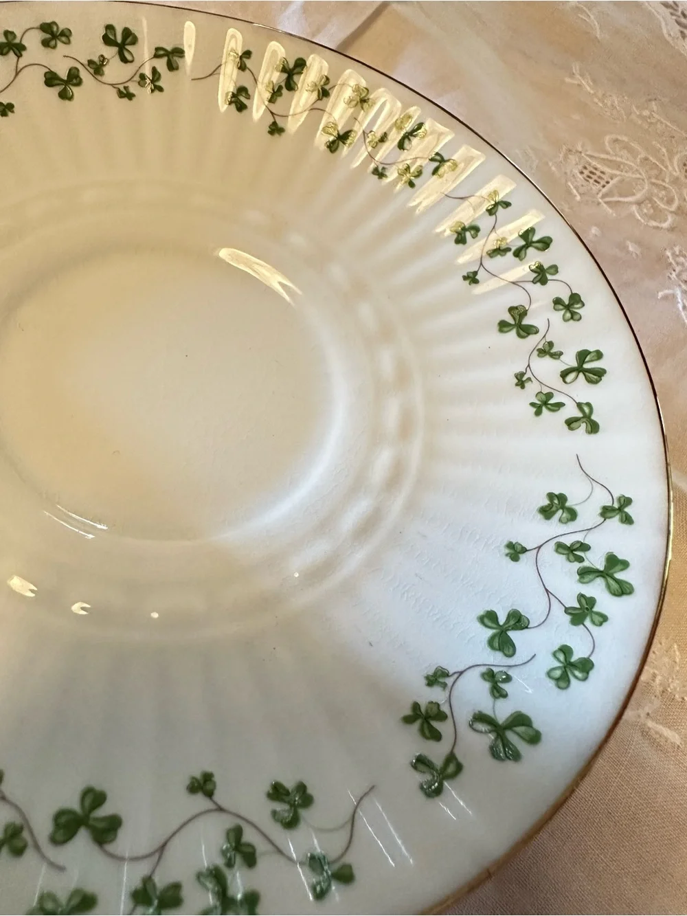Vintage Royal Tara Galway Ireland Shamrock Trellis Tea Cup Saucer Set